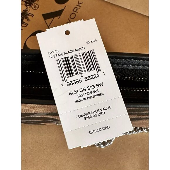 NWT COACH CY746 Slim Crossbody Bag in Signature Canvas & Leather With Bow Print - Picture 8 of 11